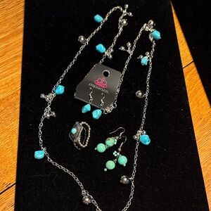 Paparazzi Silver Necklace with Blue Beads